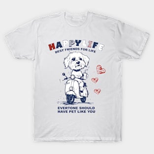 Hand draw Riding Dog T-Shirt 01 T-Shirt